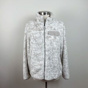 Gerry White Tan Full Zip Fleece Soft Long Sleeve Jacket Cozy Women Large
